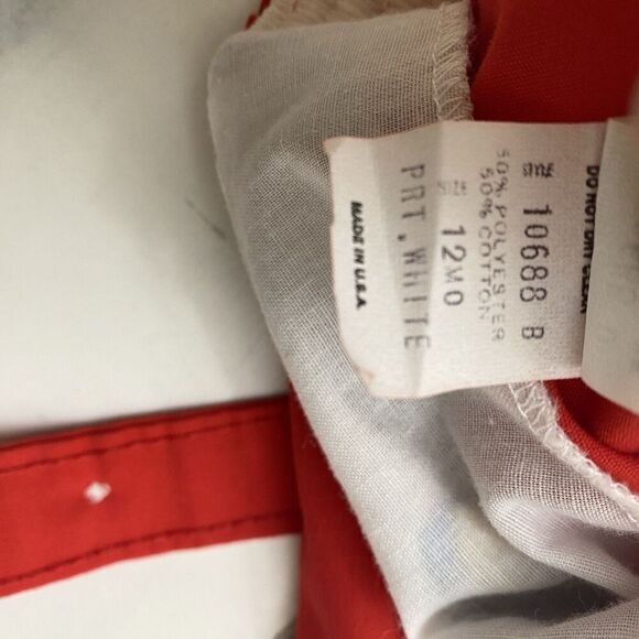 VTG Montgomery Ward Lightweight Red Shortalls Romper 12 Months Shoe Print - Picture 6 of 7